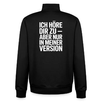 Ich höre dir zu in meiner Version - Unisex Organic Zip Sweatshirt von Stanley/Stella - Schwarz - Hinten - AI Model Male 185 light (185cm)