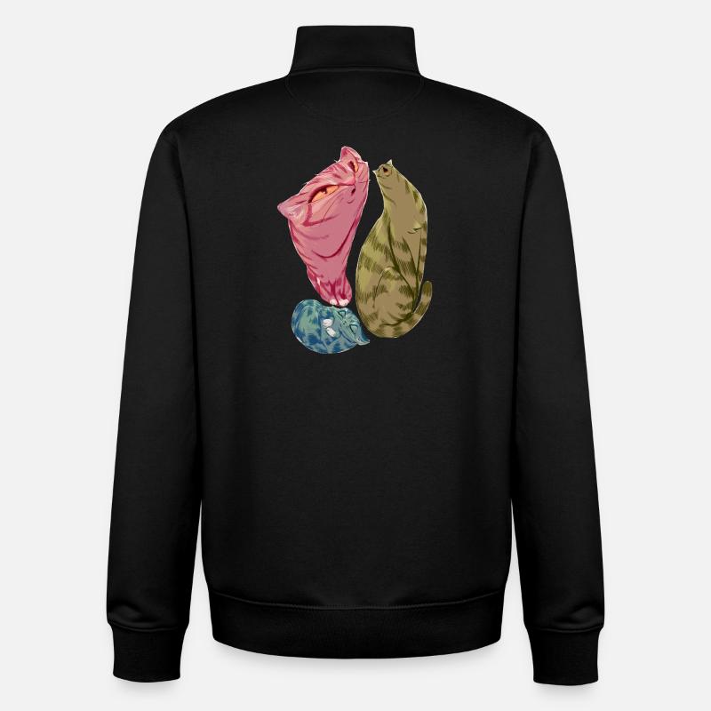 Triade von weichen Katzen in Pastellfarben - Unisex Organic Zip Sweatshirt von Stanley/Stella - Schwarz