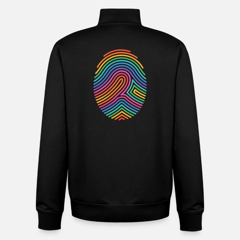 Rainbow Fingerprint Pattern - Unisex Organic Zip Sweatshirt by Stanley/Stella - black
