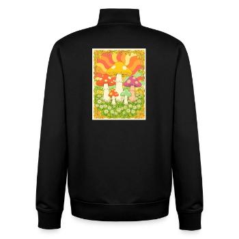 Psychedelic Mushrooms in Groovy Colors 70s - Unisex Organic Zip Sweatshirt by Stanley/Stella - black - Back - AI Model Male 185 light (185cm)