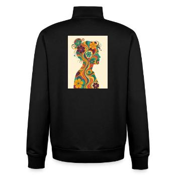 Floral Woman Silhouette in 70s Style - Unisex Organic Zip Sweatshirt by Stanley/Stella - black - Back - AI Model Male 185 light (185cm)