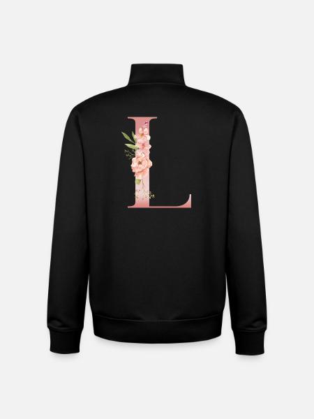 Pastel L floral monogram - Unisex Organic Zip Sweatshirt by Stanley/Stella - black