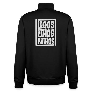 Logos Ethos Pathos Rhetorik Philosophie Student - Unisex Organic Zip Sweatshirt von Stanley/Stella - Schwarz - Hinten - AI Model Male 185 light (185cm)