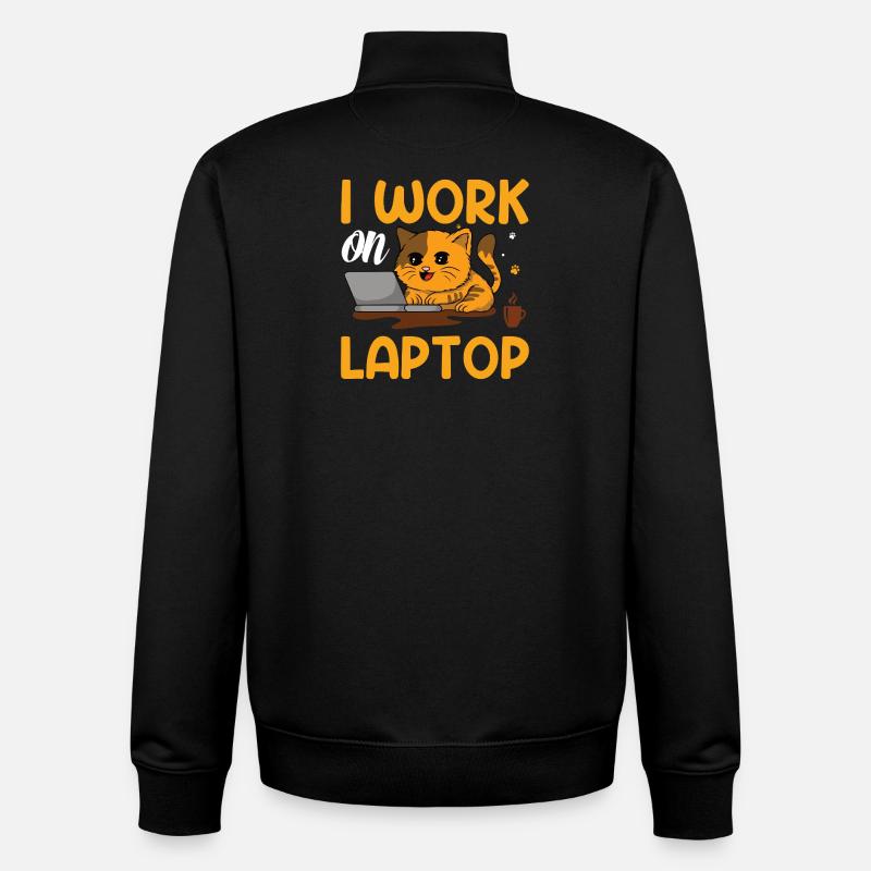 Cat work on laptop - Unisex Organic Zip Sweatshirt von Stanley/Stella - Schwarz