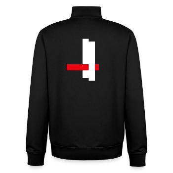Geometric Contrast Red Black White - Unisex Organic Zip Sweatshirt by Stanley/Stella - black - Back - AI Model Male 185 light (185cm)