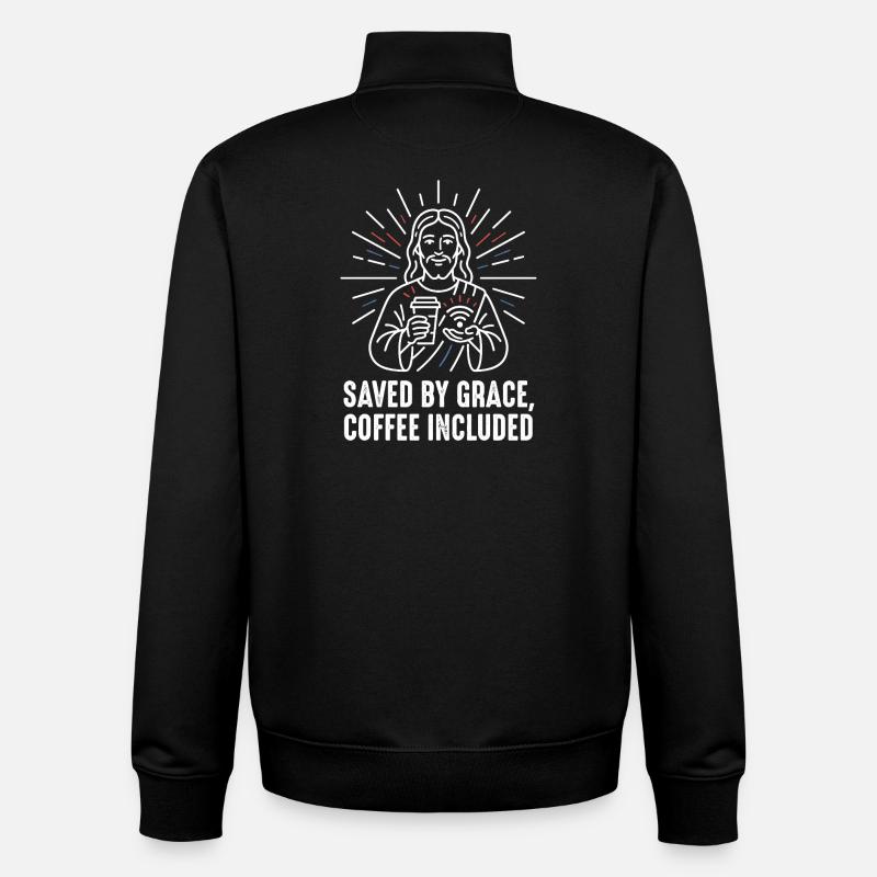 Gerettet durch Gnade – Kaffee inklusive - Unisex Organic Zip Sweatshirt von Stanley/Stella - Schwarz