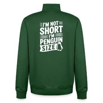 Ich bin nicht klein, ich habe Pinguin-Größe. - Unisex Organic Zip Sweatshirt von Stanley/Stella - Flaschengrün - Hinten - AI Model Male 185 dark (185cm)