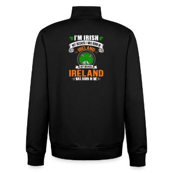 Fierté Irlandaise: née d'Irlande en moi - Sweat zippé unisexe en coton bio Stanley/Stella - noir - Dos - AI Model Male 185 light (185cm)