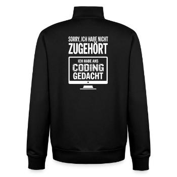 Coding Gedacht: Nicht Zuhören Meme - Unisex Organic Zip Sweatshirt von Stanley/Stella - Schwarz - Hinten - AI Model Male 185 light (185cm)