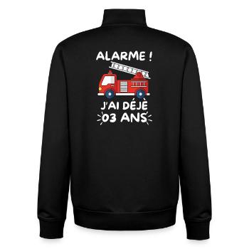 3-jähriges Jubiläum des Feuerwehrwagens - Unisex Organic Zip Sweatshirt von Stanley/Stella - Schwarz - Hinten - AI Model Male 185 light (185cm)