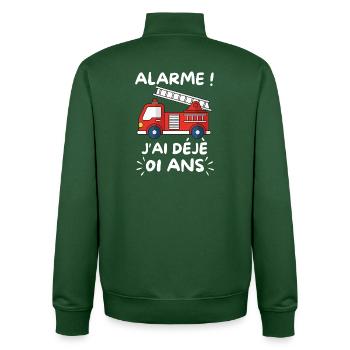Fire Truck 1 Year Anniversary - Unisex Organic Zip Sweatshirt by Stanley/Stella - bottle green - Back - AI Model Male 185 dark (185cm)