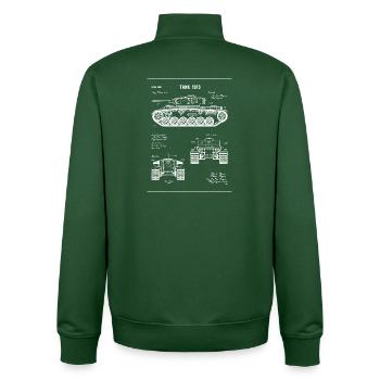 Plan du char 1915 - Sweat zippé unisexe en coton bio Stanley/Stella - vert bouteille - Dos - AI Model Male 185 dark (185cm)