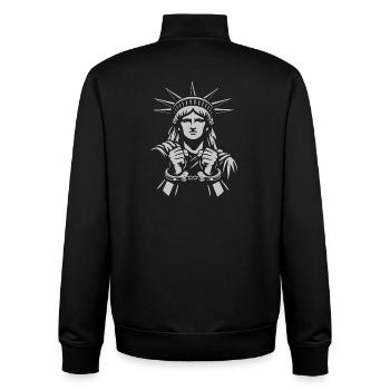 Freiheitsstatue in Ketten - Unisex Organic Zip Sweatshirt von Stanley/Stella - Schwarz - Hinten - AI Model Male 185 light (185cm)
