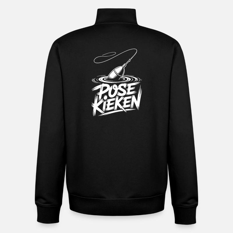 Pêche, Dicton, Pose - Sweat zippé unisexe en coton bio Stanley/Stella - noir