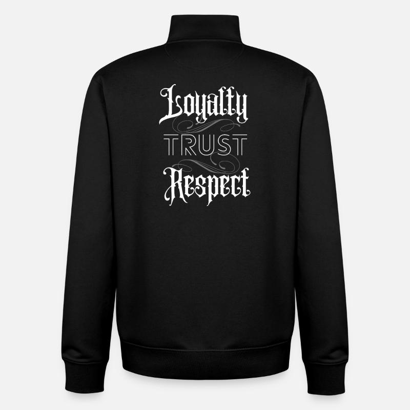 Loyauté, confiance Respect - Lettrage - Sweat zippé unisexe en coton bio Stanley/Stella - noir