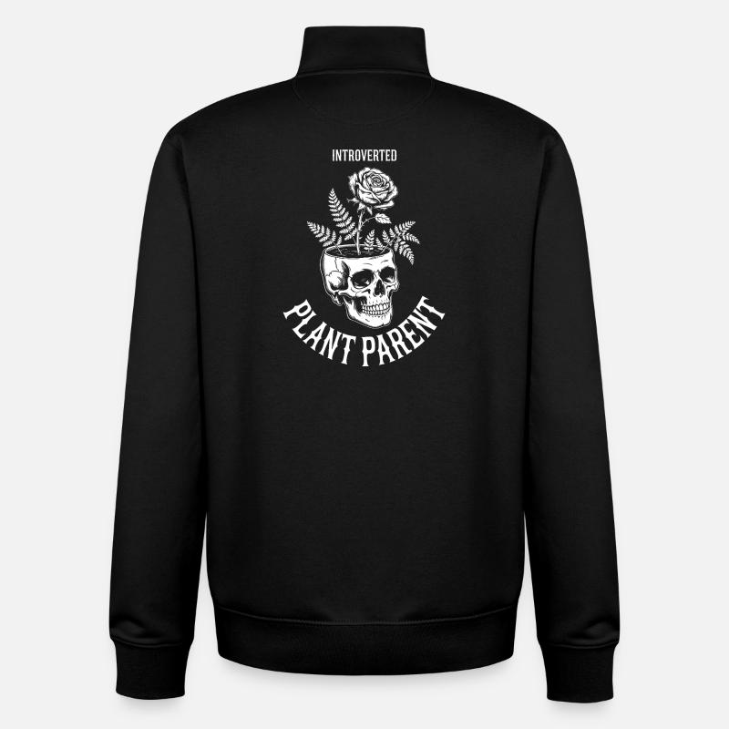 Crâne parent de plante introverti - Sweat zippé unisexe en coton bio Stanley/Stella - noir
