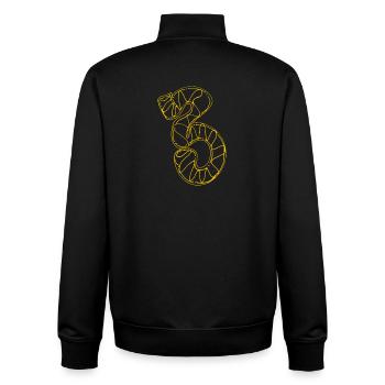 Neon Lines Snake Contour Art: The Yellow 3 - Unisex Organic Zip Sweatshirt by Stanley/Stella - black - Back - AI Model Male 185 light (185cm)