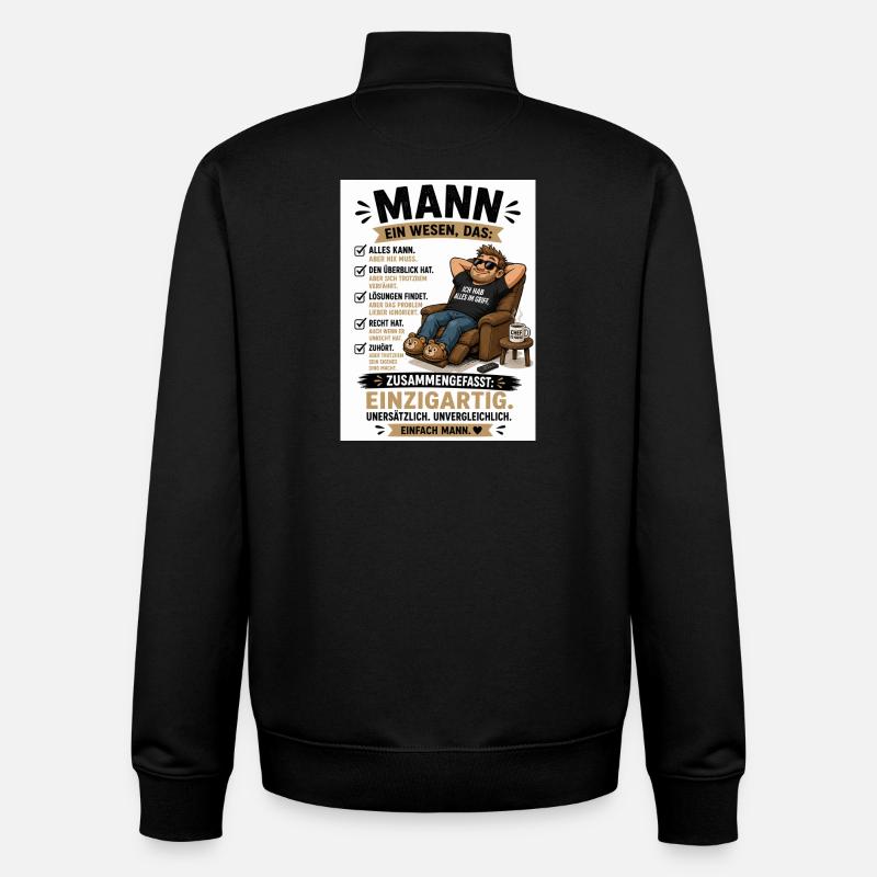 Mann: Einzigartig, unverwechselbar - Unisex Organic Zip Sweatshirt von Stanley/Stella - Schwarz