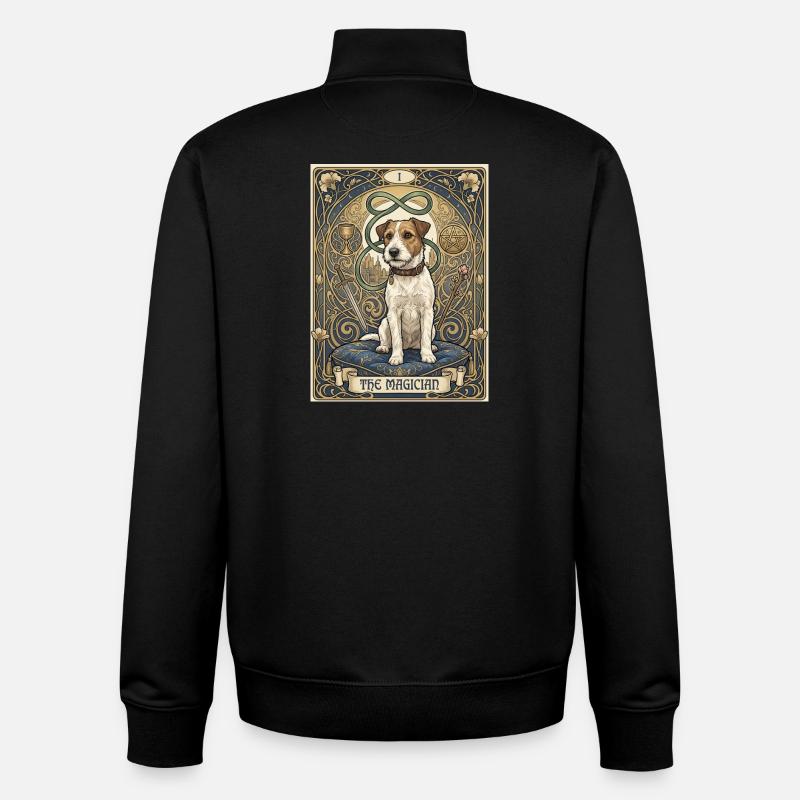 Chien, le magicien - Sweat zippé unisexe en coton bio Stanley/Stella - noir