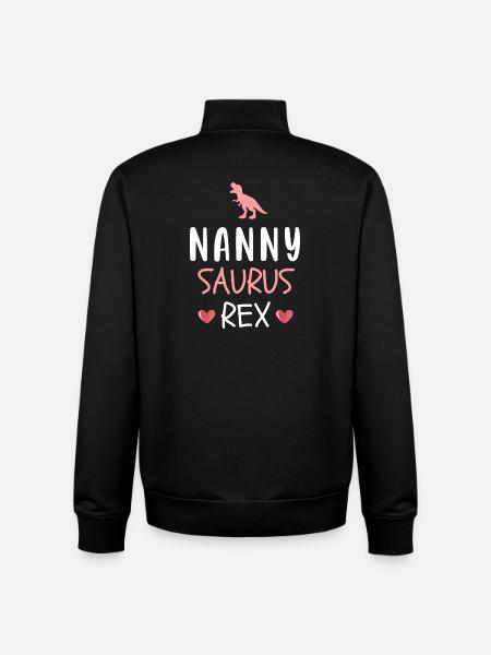 Nannysaurus Rex Cute Nanny Dinosaur - Unisex Organic Zip Sweatshirt by Stanley/Stella - black