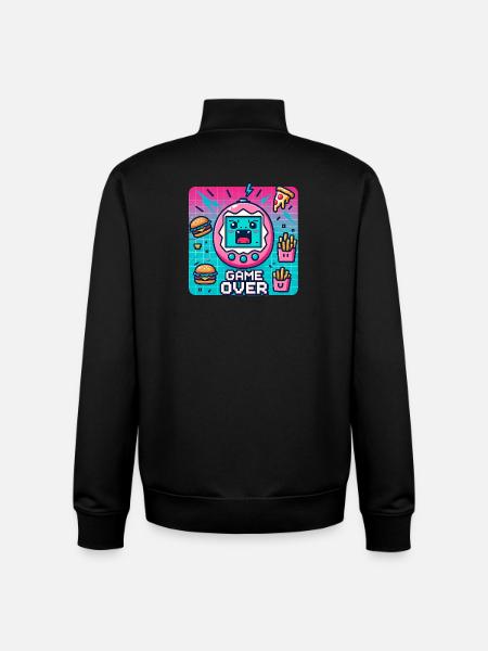 Pixel console, retro and snacks - Unisex Organic Zip Sweatshirt by Stanley/Stella - black
