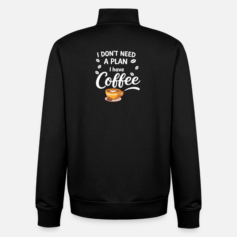 No plan, coffee is enough - Unisex Organic Zip Sweatshirt by Stanley/Stella - black