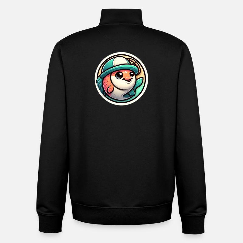 Poisson au chapeau de pêcheur - Sweat zippé unisexe en coton bio Stanley/Stella - noir