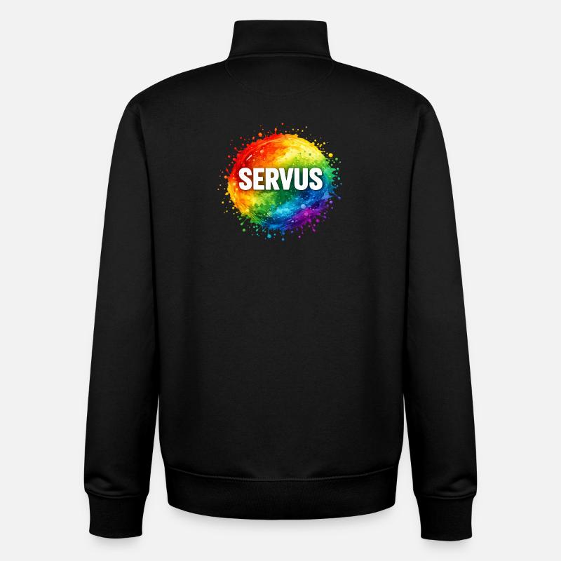 Explosion colorée SERVUS - Sweat zippé unisexe en coton bio Stanley/Stella - noir