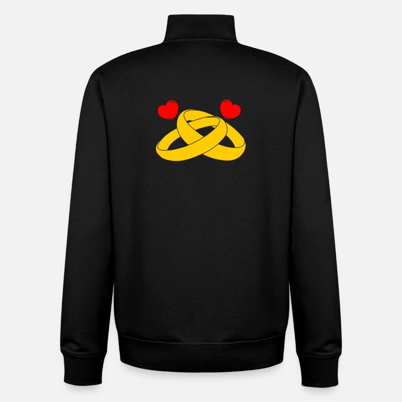 Goldene Eheringe mit Herzen - Unisex Organic Zip Sweatshirt von Stanley/Stella - Schwarz