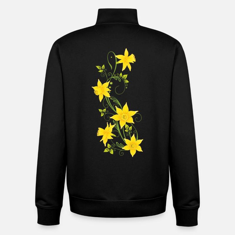 Easter, daffodils, daffodils, spring - Unisex Organic Zip Sweatshirt by Stanley/Stella - black