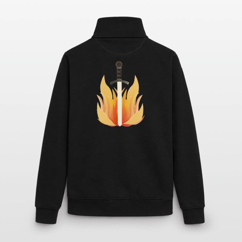 Long Sword with Flame Pattern, Fire Designs Unisex Organic Zip Sweatshirt by Stanley/Stella