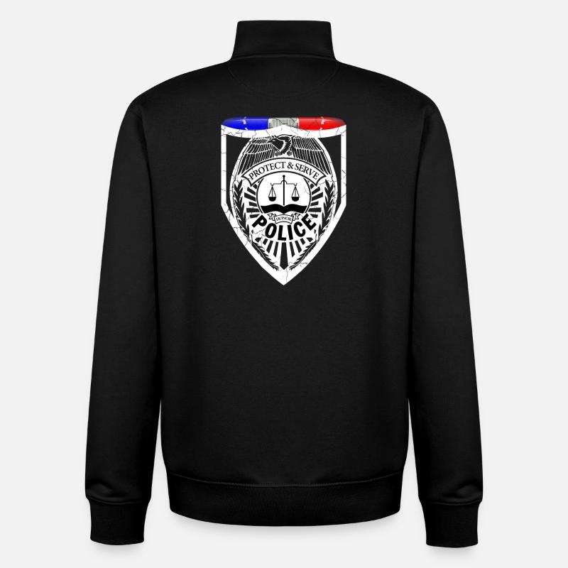 Policier - Sweat zippé unisexe en coton bio Stanley/Stella - noir