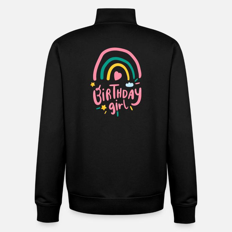 Fille d’anniversaire arc-en-ciel pastel - Sweat zippé unisexe en coton bio Stanley/Stella - noir