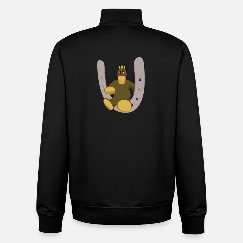 Pferd mit Hufeisen - Unisex Organic Zip Sweatshirt von Stanley/Stella - Schwarz