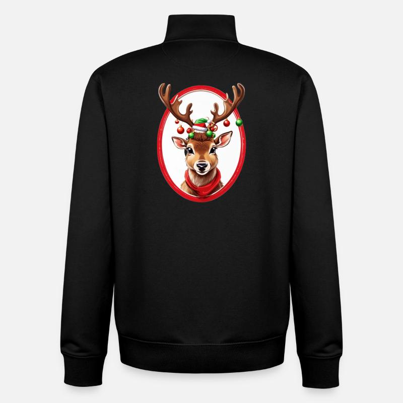 Rentier mit Weihnachtskugeln - Unisex Organic Zip Sweatshirt von Stanley/Stella - Schwarz