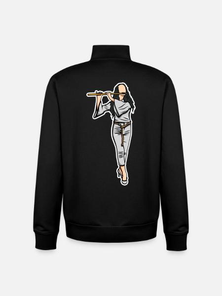 Flutist Sketch - Unisex Organic Zip Sweatshirt by Stanley/Stella - black