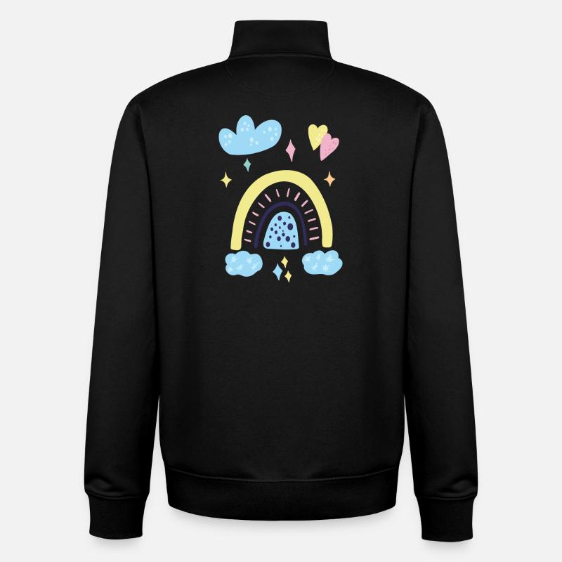 Paysage de rêve arc-en-ciel pastel - Sweat zippé unisexe en coton bio Stanley/Stella - noir