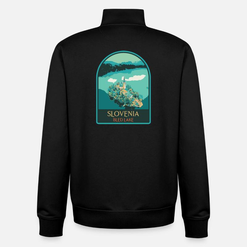 Illustration : L'île enchantée de Bled - Sweat zippé unisexe en coton bio Stanley/Stella - noir
