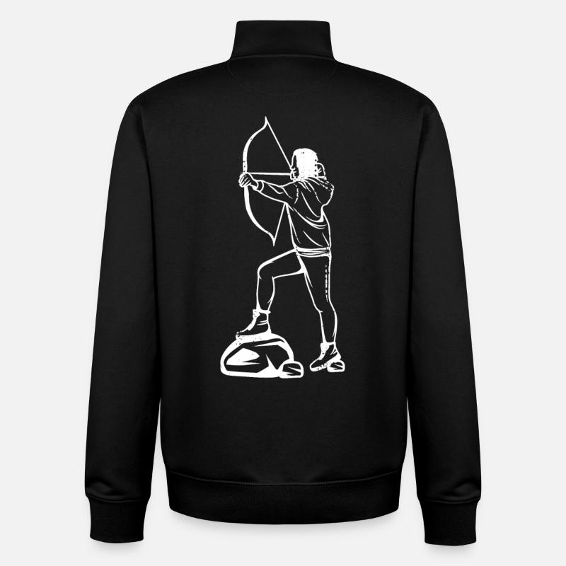 Bogenschießen Mädchen Zeichnung - Unisex Organic Zip Sweatshirt von Stanley/Stella - Schwarz