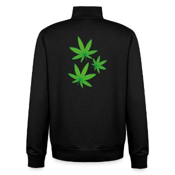 Feuilles de cannabis vertes - Sweat zippé unisexe en coton bio Stanley/Stella - noir - Dos - AI Model Male 185 light (185cm)