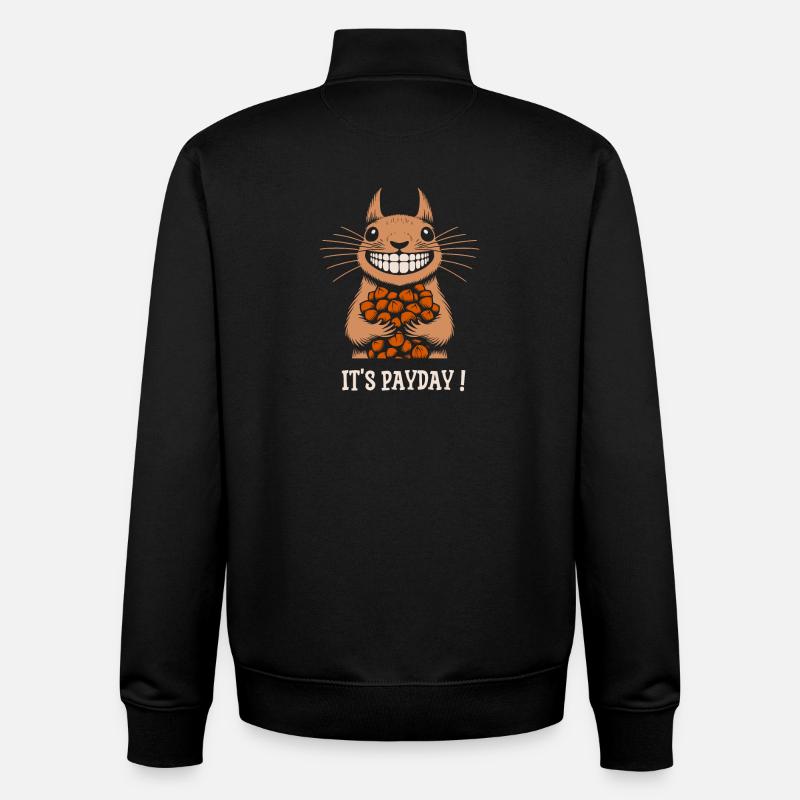 écureuil it's payday - Sweat zippé unisexe en coton bio Stanley/Stella - noir