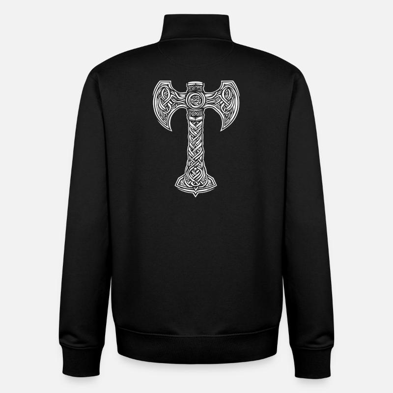 Mjöllnir symbole viking - Sweat zippé unisexe en coton bio Stanley/Stella - noir