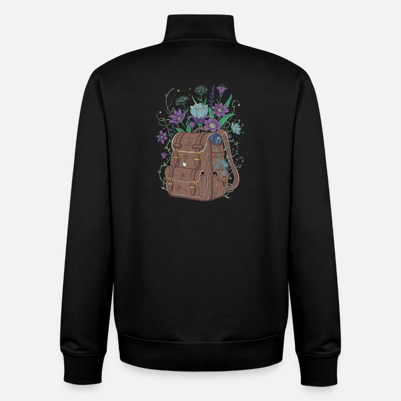 Sac à dos avec des fleurs - Sweat zippé unisexe en coton bio Stanley/Stella - noir