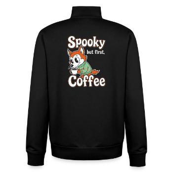Kuschelfuchs mit Kaffee-Motiv - Unisex Organic Zip Sweatshirt von Stanley/Stella - Schwarz - Hinten - AI Model Male 185 light (185cm)