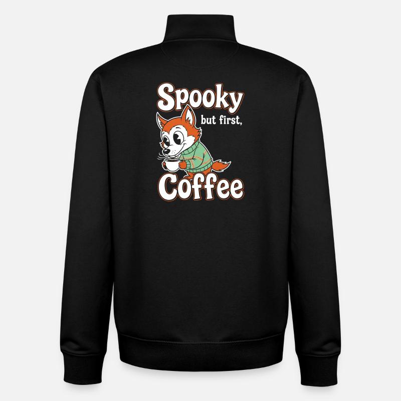 Kuschelfuchs mit Kaffee-Motiv - Unisex Organic Zip Sweatshirt von Stanley/Stella - Schwarz