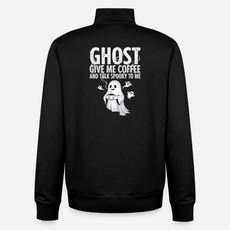 Gruselige Kaffeegeist-Illustration - Unisex Organic Zip Sweatshirt von Stanley/Stella - Schwarz