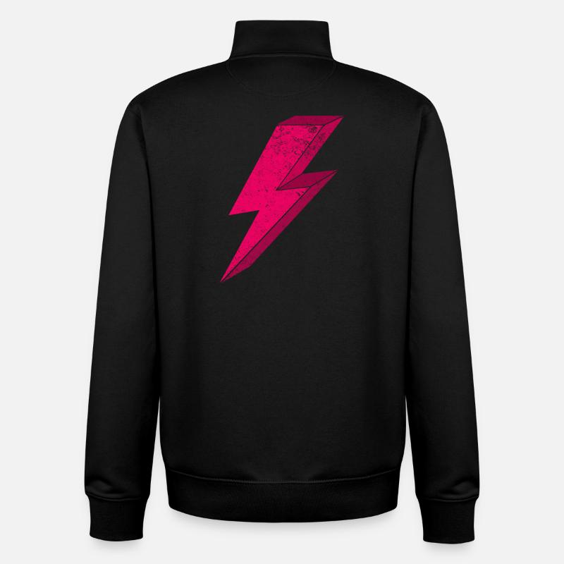 Conception d'éclair rose vif 3D - Sweat zippé unisexe en coton bio Stanley/Stella - noir