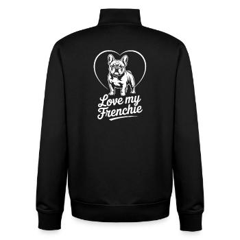 Love My Frenchie Heart Bulldog - Sweat zippé unisexe en coton bio Stanley/Stella - noir - Dos - AI Model Male 185 light (185cm)