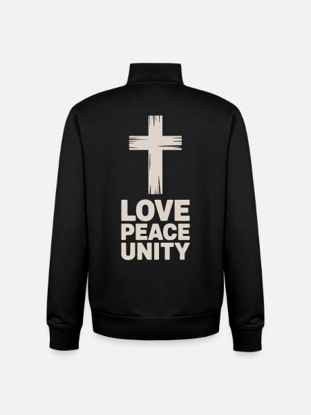 Love Peace Unity Christian Cross - Unisex Organic Zip Sweatshirt by Stanley/Stella - black