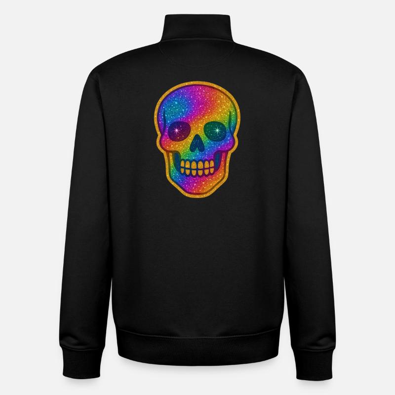 Rainbow Skull Glitter for Halloween - Unisex Organic Zip Sweatshirt by Stanley/Stella - black